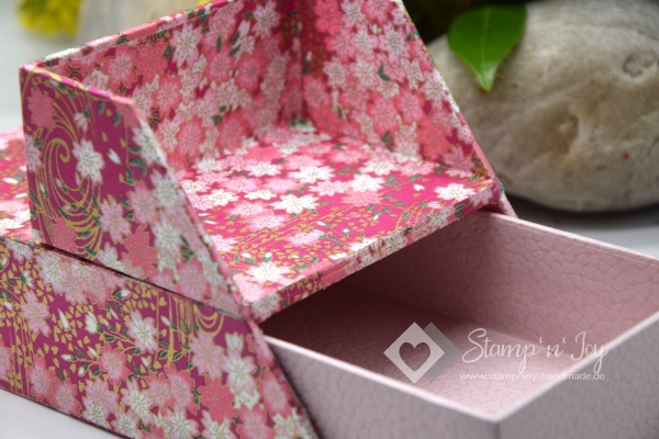 Schachtel mit Klappdeckel & Schublade ca. 21,3x10,0x4,5cm | Kirschblüten | pink rosa | Art. Nr. 97160311